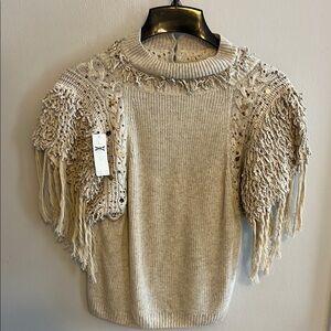NWT Anthropologie Fringe Sweater w/ Sequins- Sz M
